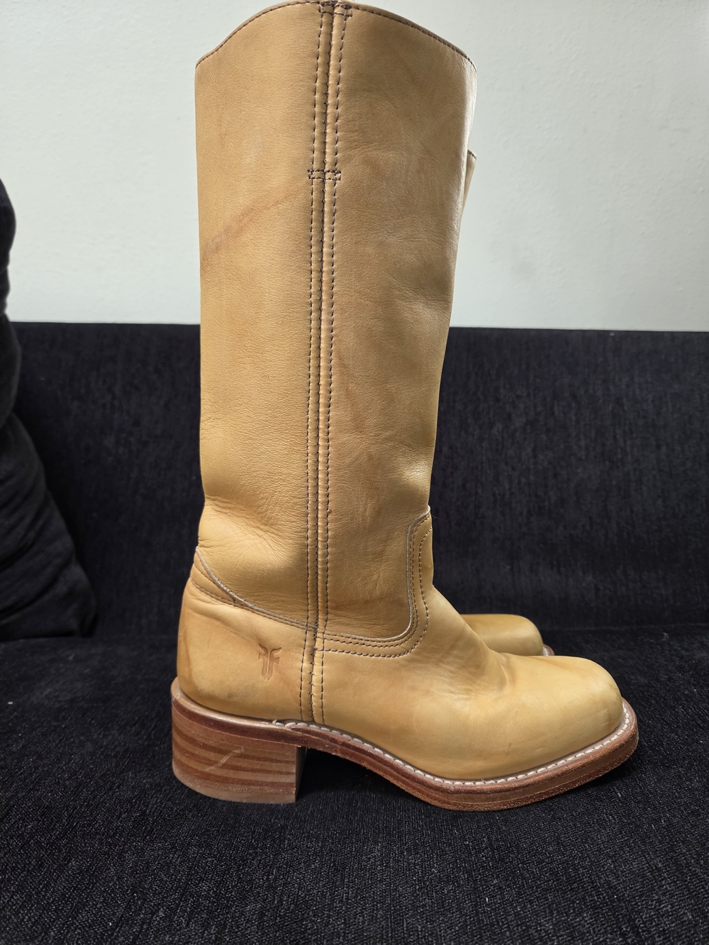 Tall Leather Riding Boots in Tan